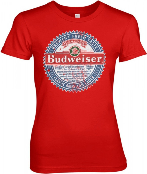 Budweiser American Lager Girly Tee Damen T-Shirt Red