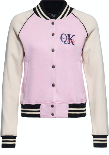 Queen Kerosin Damen Poodle Lounge College Sweatjacke Rosa