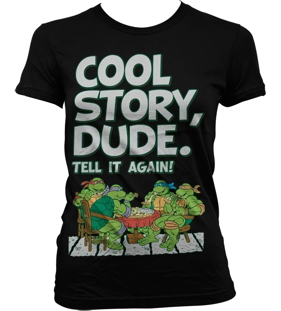 Teenage Mutant Ninja Turtles TMNT Cool Story Dude Girly Tee Damen T-Shirt Schwarz - Damen