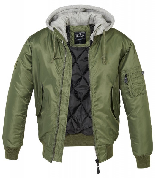 Brandit Jacke MA1 Sweat Hooded Jacket in Olive-Grey