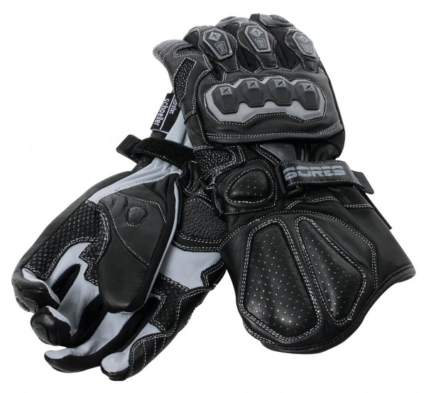 Bores Motorradhandschuhe Devil Leder Handschuhe Black/Grey