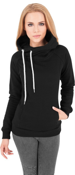 Urban Classics Damen Hoodie Ladies Raglan High Neck Hoody Black