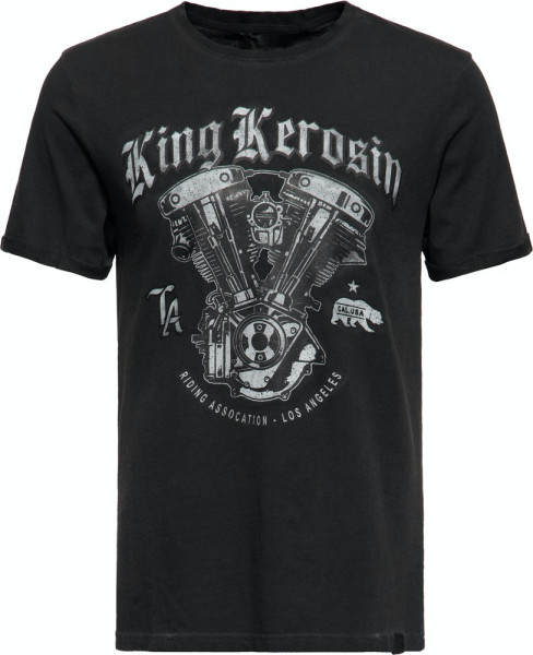 King Kerosin Riding Association L.A. Oil Washed T-Shirt Schwarz