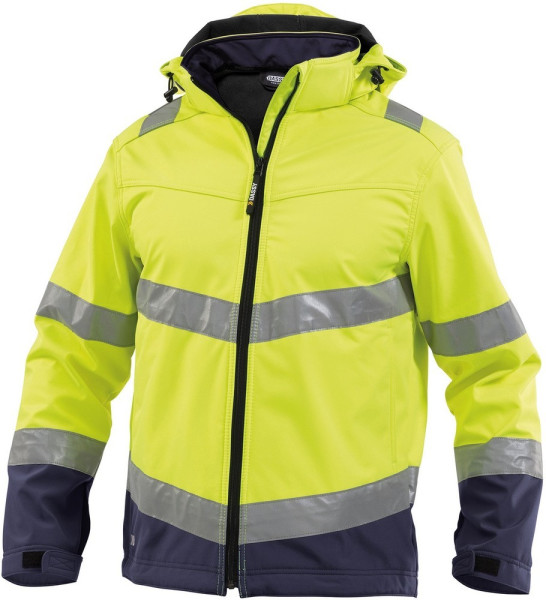 Dassy Warnschutz Softshell-Jacke Malaga PES74 Neongelb/Dunkelblau