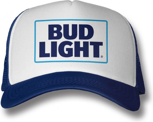 Budweiser Bud Light Logo Trucker Cap White-Navy
