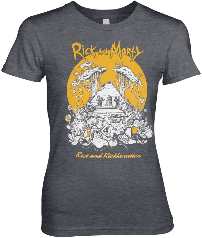 Rick And Morty Rest And Ricklaxation Girly Tee Damen T-Shirt Dark-Heather - Damen