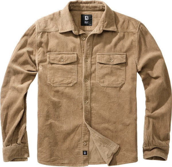 Brandit Herren Hemd Corduroy Classic Shirt Long Sleeve Camel