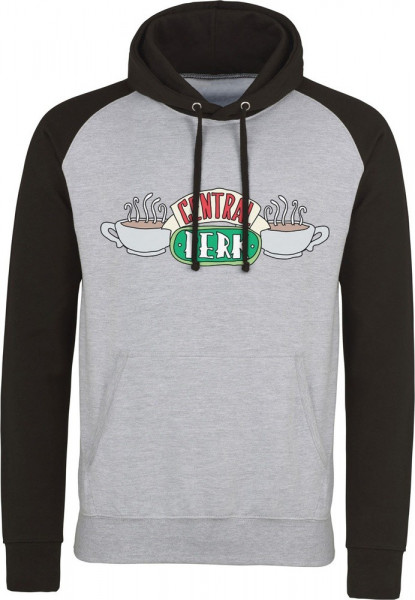 Friends Central Perk Baseball Hoodie Heather-Grey-Black