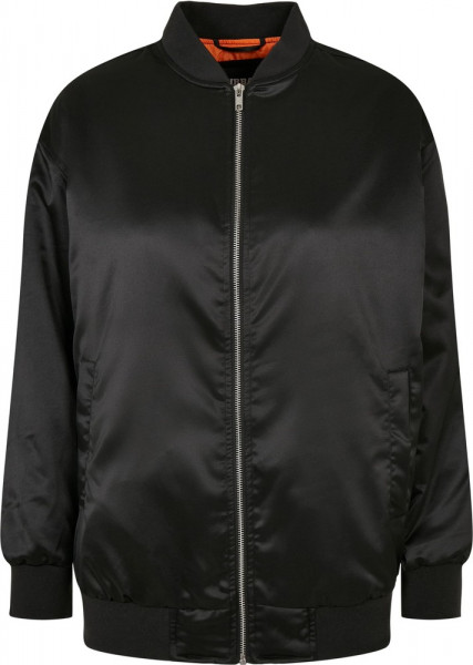 Urban Classics Damen Ladies Oversized Satin Bomber Jacket Black