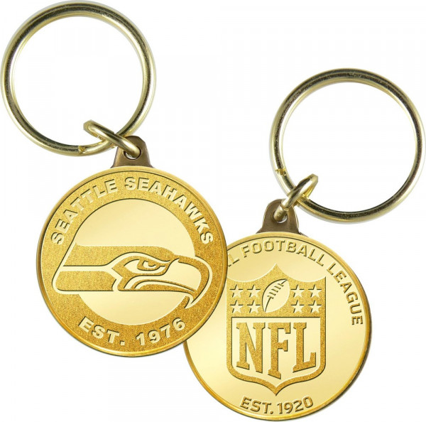 Seattle Seahawks Minted Coin Keyring American Football NFL Gold