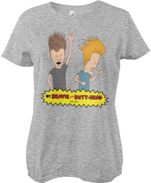 Beavis and Butt-Head Headbanging Girly Tee Damen T-Shirt Heather-Grey