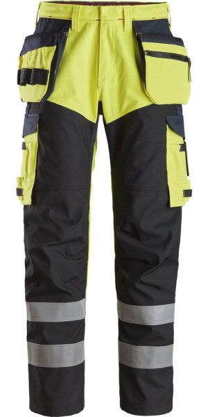 Snickers Flammschutzhose ProtecWork Arbeitshose mit Holstertaschen, High-Vis Kl. 1 High-Vis Gelb/Navy