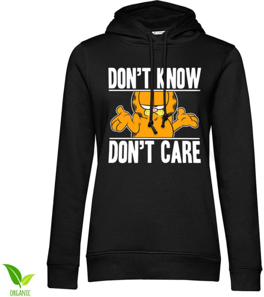 Garfield Don't Know Don't Care Girls Hoodie Damen Black