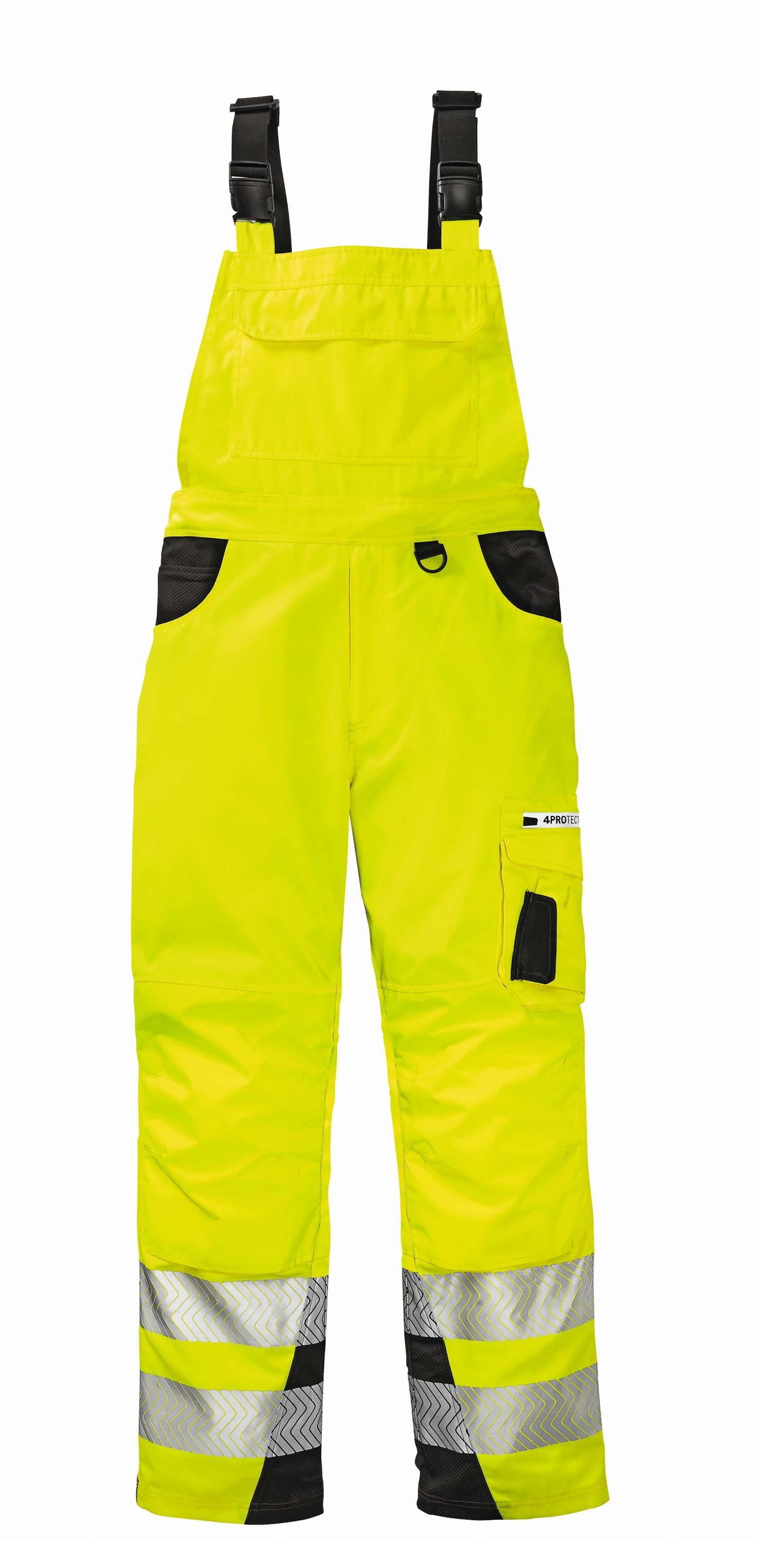 4PROTECT Warnschutz-Latzhose Alabama Leuchtgelb/Grau - Herren / Unisex