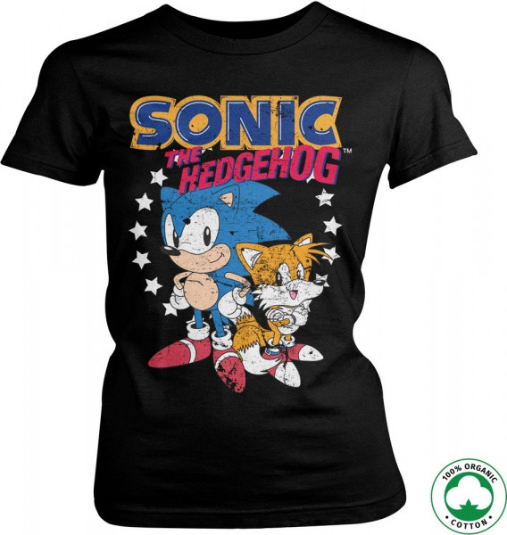 Sonic The Hedgehog Sonic & Tails Organic Girly Tee Damen T-Shirt Black