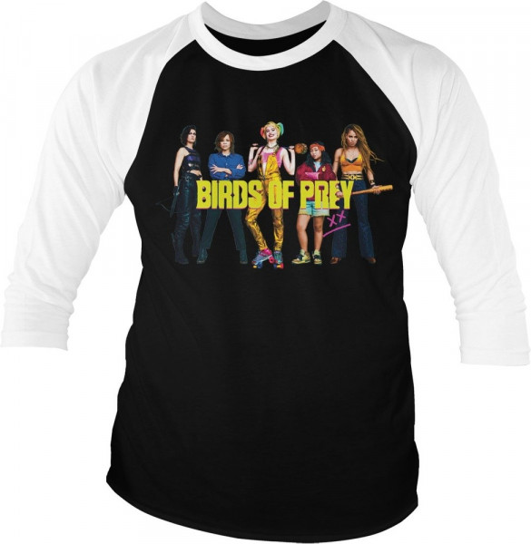 Birds Of Prey Baseball 3/4 Sleeve Tee T-Shirt White-Black