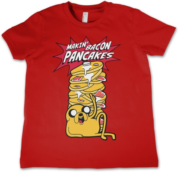 Adventure Time Makin' Bacon Pancakes Kids T-Shirt Red