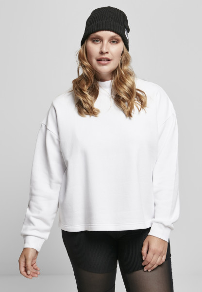 Urban Classics Damen Pullover Ladies Oversized High Neck Crew White