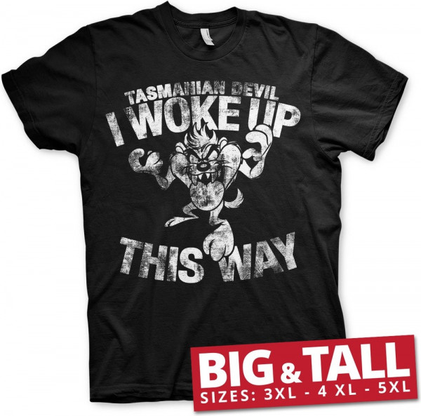 Looney Tunes Tasmanian Devil I Woke Up This Way Big & Tall T-Shirt Black