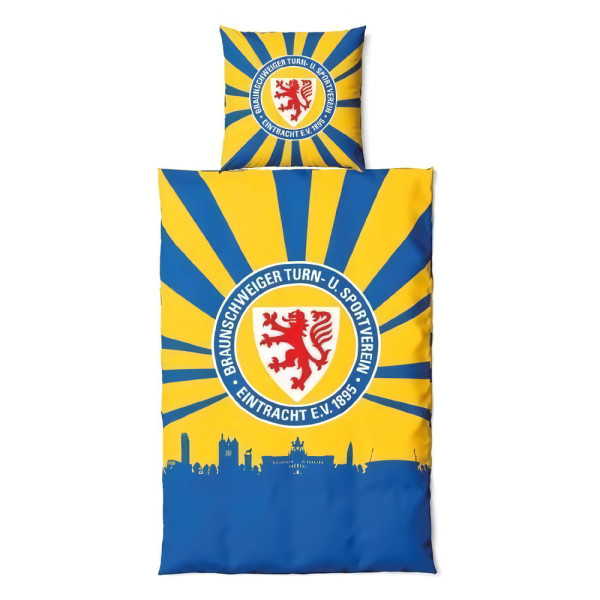 Eintracht Braunschweig Bettwäsche Sonne Fussball Gelb-135x200 + 80x80cm