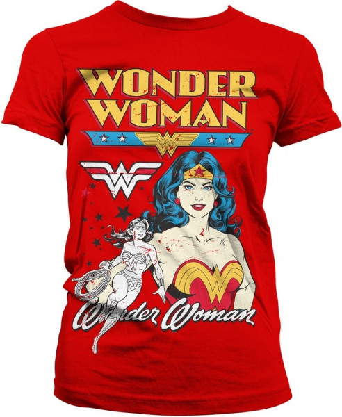 Posing Wonder Woman Girly Tee Damen T-Shirt Red