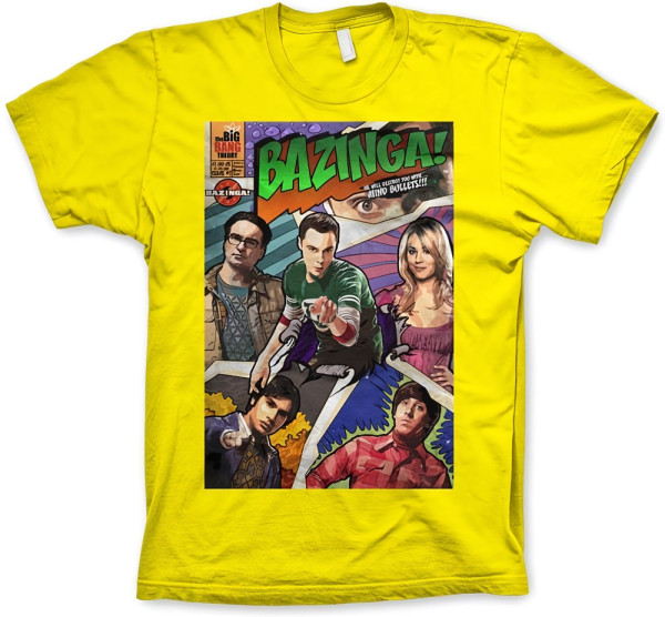 The Big Bang Theory Bazinga Comic Cover T-Shirt Yellow