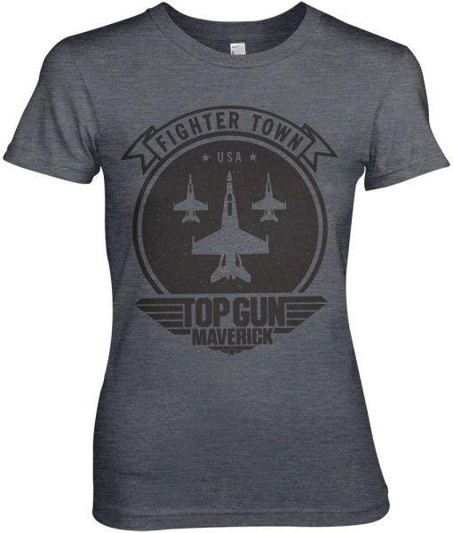 Top Gun Maverick Fighter Town Girly Tee Damen T-Shirt Dark-Heather
