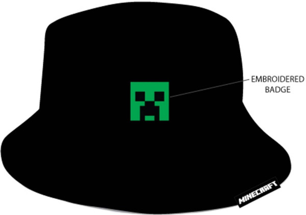 Minecraft - Black Bucket Hat *Youth Size* Jungen Mütze Black