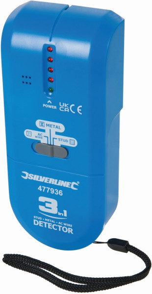 Silverline Messgeräte Kompaktes Ortungsgerät mit drei Funktionen 1 x 9-V-Batterie (PP3)