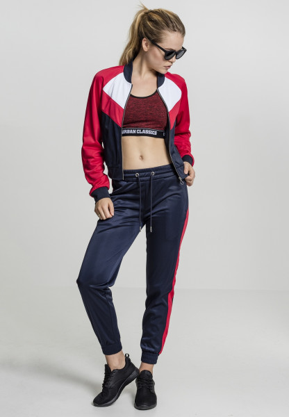 Urban Classics Women Light Jacket Ladies Short Raglan Track Jacket Navy/Fire Red/White