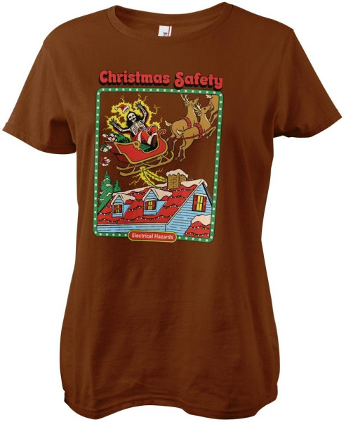 Steven Rhodes Christmas Safety Girly Tee Damen T-Shirt Brown