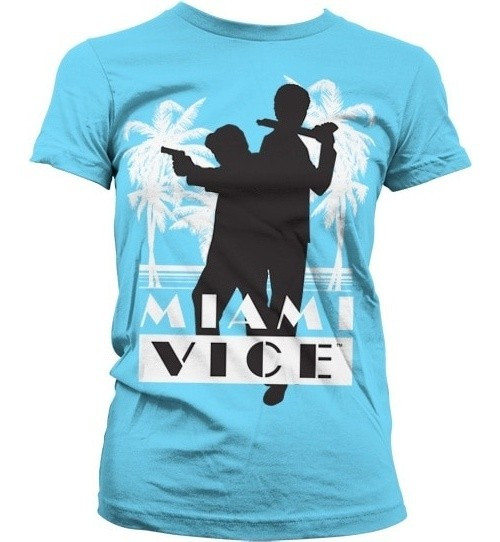 Miami Vice Silhuettes Girly T-Shirt Damen Skyblue