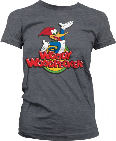 Woody Woodpecker Classic Logo Girly Tee Damen T-Shirt Dark-Heather