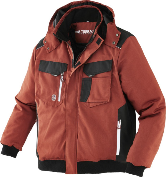 Terrax Workwear Pilotenjacke Rotbraun/Schwarz