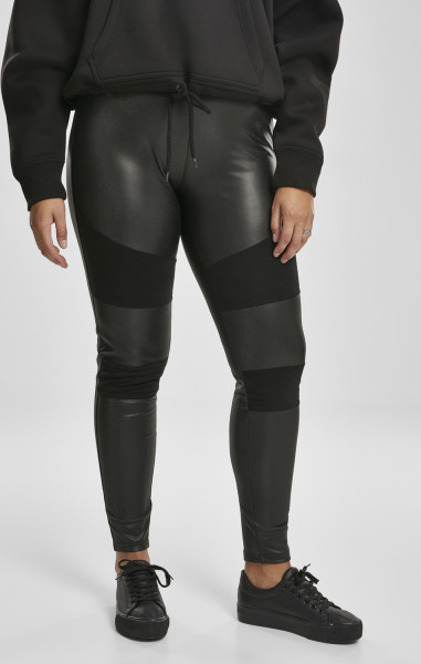 Urban Classics Women Leggings Ladies Fake Leather Tech Leggings Black