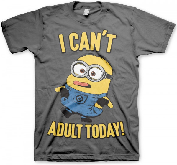 Minions I Can't Adult Today T-Shirt Dark-Grey