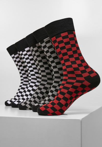 Urban Classics Socks Check Socks 5-Pack Black/Heather Grey/White