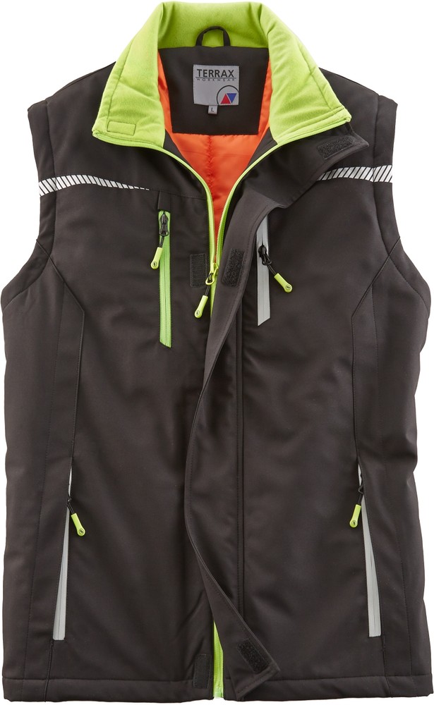 Terrax Workwear Berufsweste Schwarz/Limette - Herren / Unisex