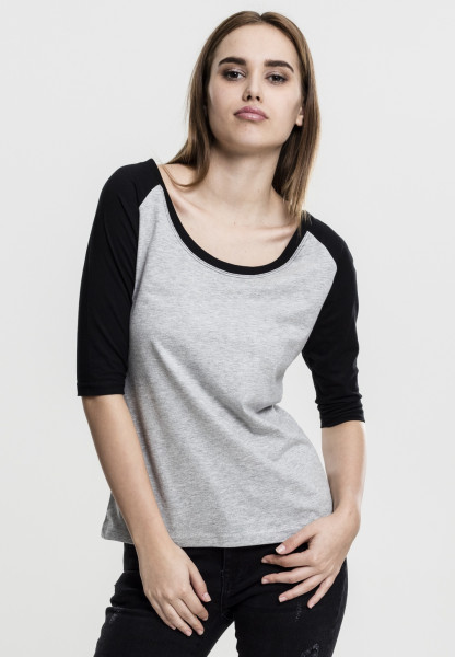 Urban Classics Female Shirt Ladies 3/4 Contrast Raglan Tee Grey/Black