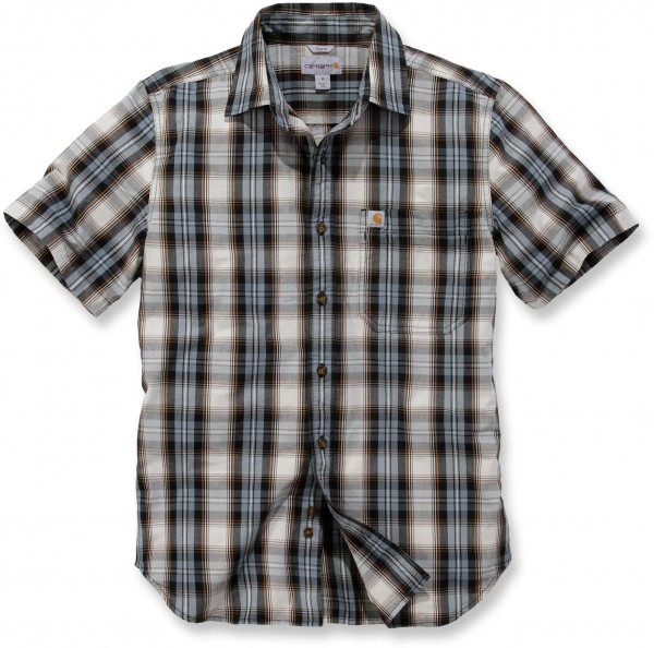 Carhartt Herren T-Shirt S/S Essential Open Collar Shirt Plaid Steel Blue