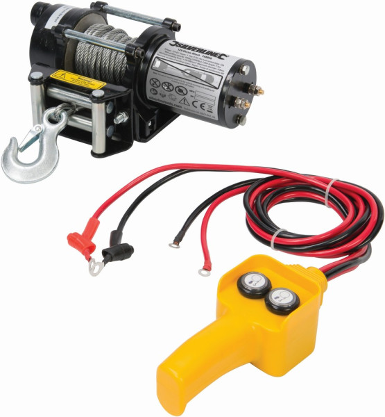 Silverline Werkstattausrüstung Elektrische Seilwinde, 12 V 900 kg