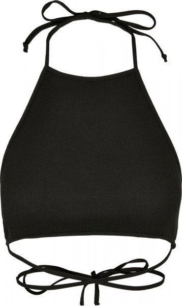 Urban Classics Damen Ladies Rib Trapeze Cropped Top Black