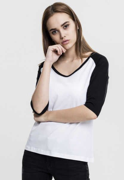 Urban Classics Female Shirt Ladies 3/4 Contrast Raglan Tee White/Black