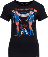 Queen Kerosin Damen Basic T-Shirt "Meow Meow" QKU41015