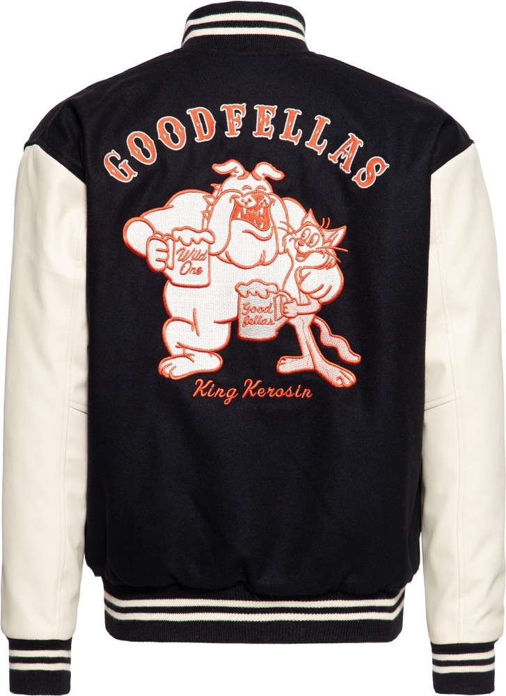 King Kerosin Goodfellas Beer Baseball Leder Jacke Schwarz - Herren / Unisex