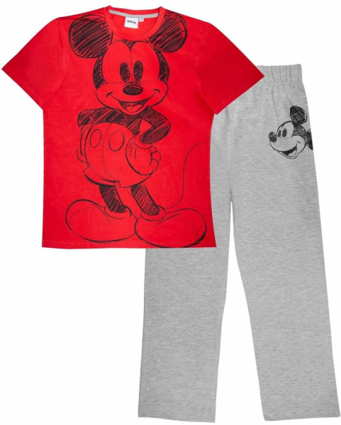 Mickey Mouse Sketch (Womens Long Pyjama Set) Schlafanzug Black