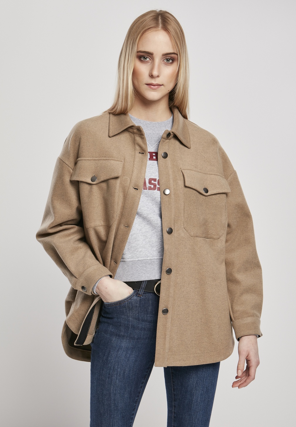 Urban Classics Damen Shirt Ladies Classic Overshirt Lightground - Damen