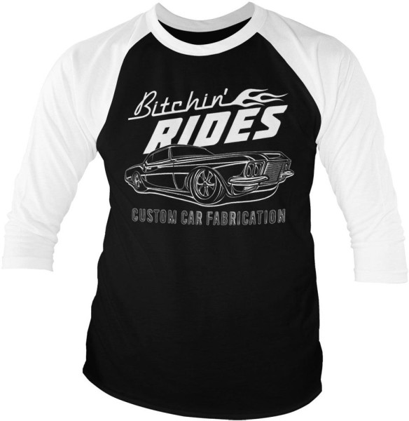 Bitchin' Rides Custom Car Fabrication Baseball 3/4 Sleeve Tee DC-19-BR003-H83-10