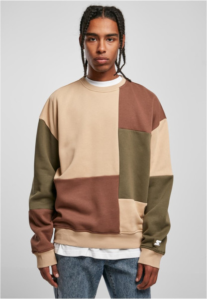 Starter Black Label Sweatshirt Patchwork Crewneck Unionbeige/Darkolive/Bark