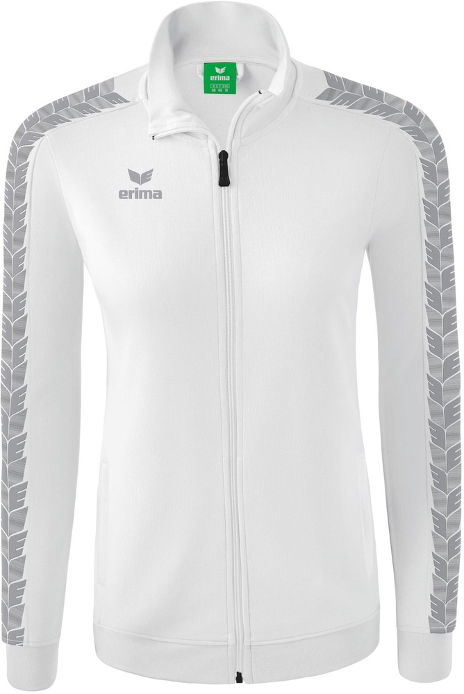 Erima Damen Trainingsjacke Essential Team Tracktop Jacke 22-0060 Weiß/Monument Grau-34 (XXS) - Damen